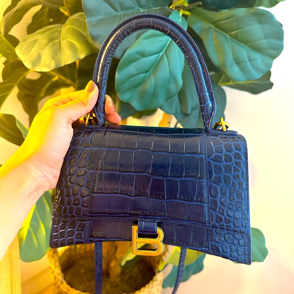 Balenciaga Blue Croc-Embossed Bag
